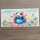 A full wrap with a panda in a teacup, with a floral design and blue skye