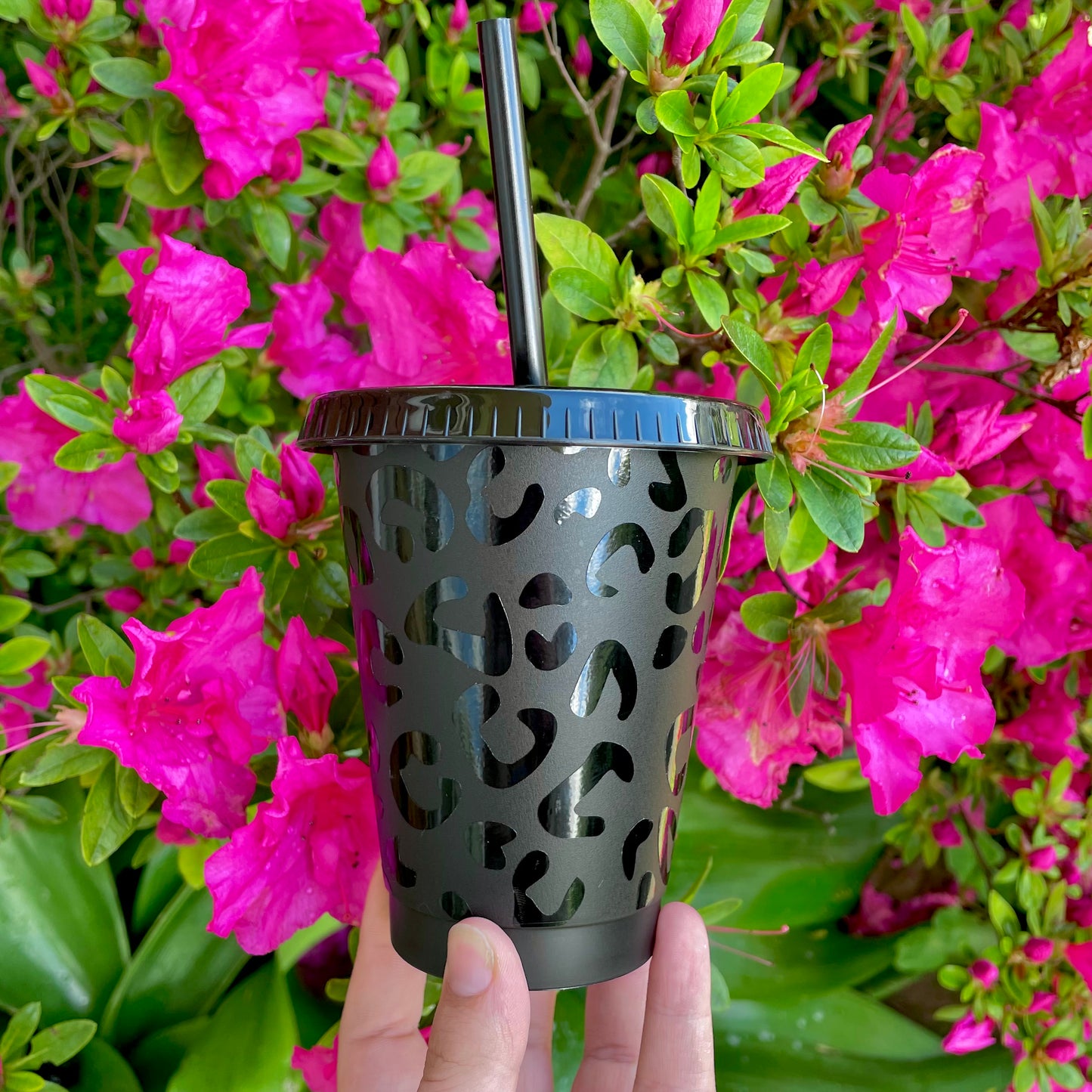 Black Cheetah Print Tumbler