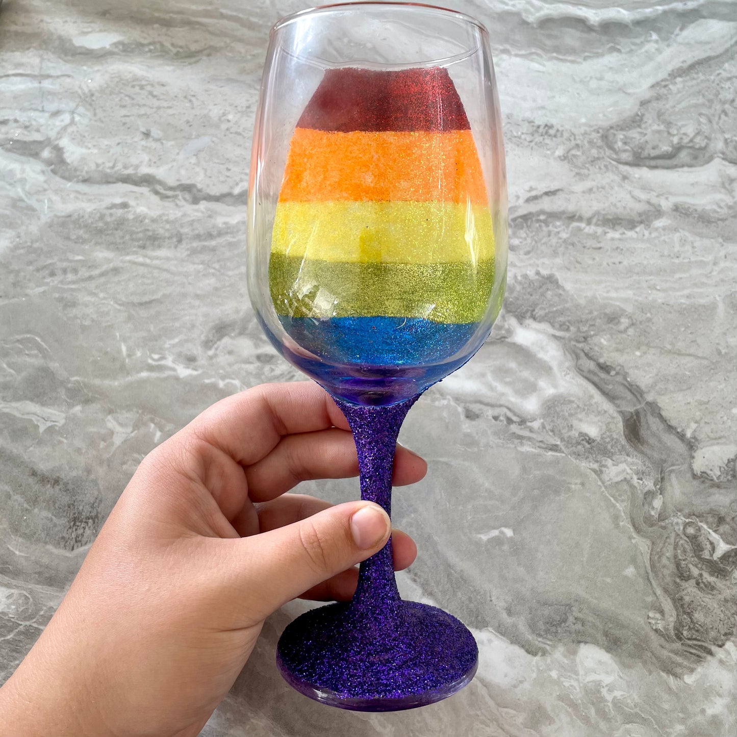 Rainbow Glitter Glass