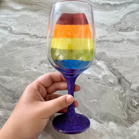 Rainbow Glitter Glass